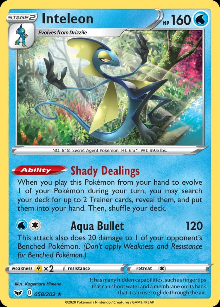 Sword & Shield Inteleon card front, 58/202