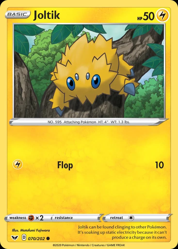 Sword & Shield Joltik card front, 70/202