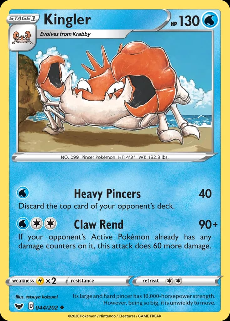 Sword & Shield Kingler card front, 44/202