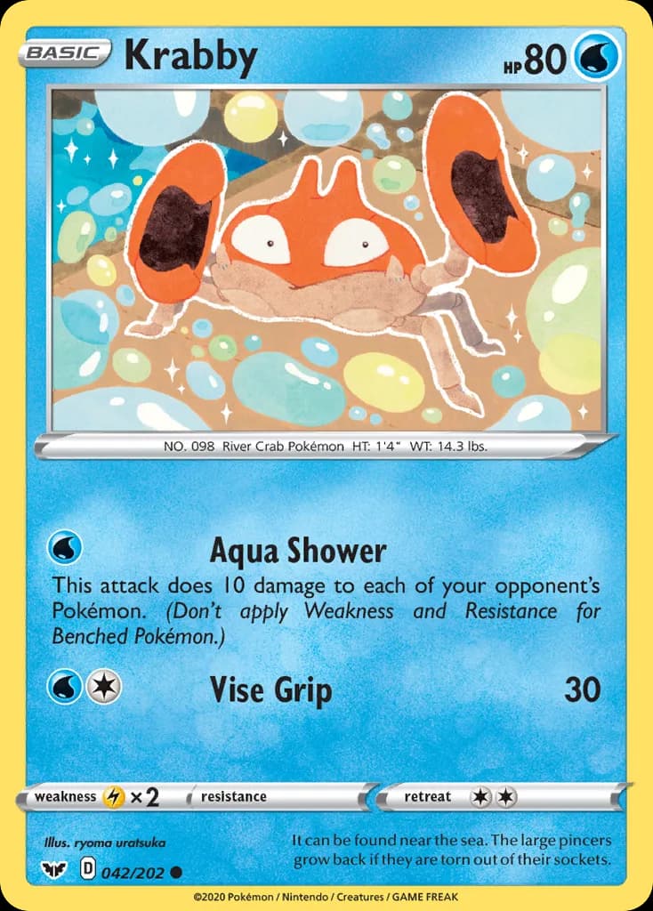 Sword & Shield Krabby card front, 42/202