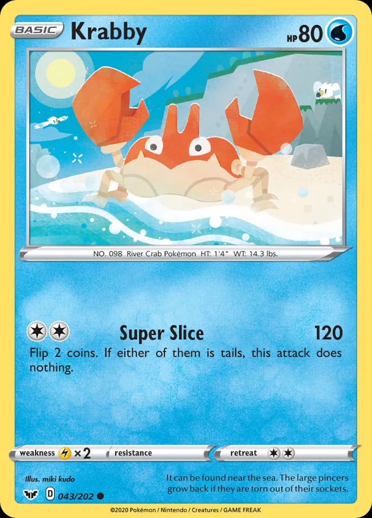 Sword & Shield Krabby card front, 43/202