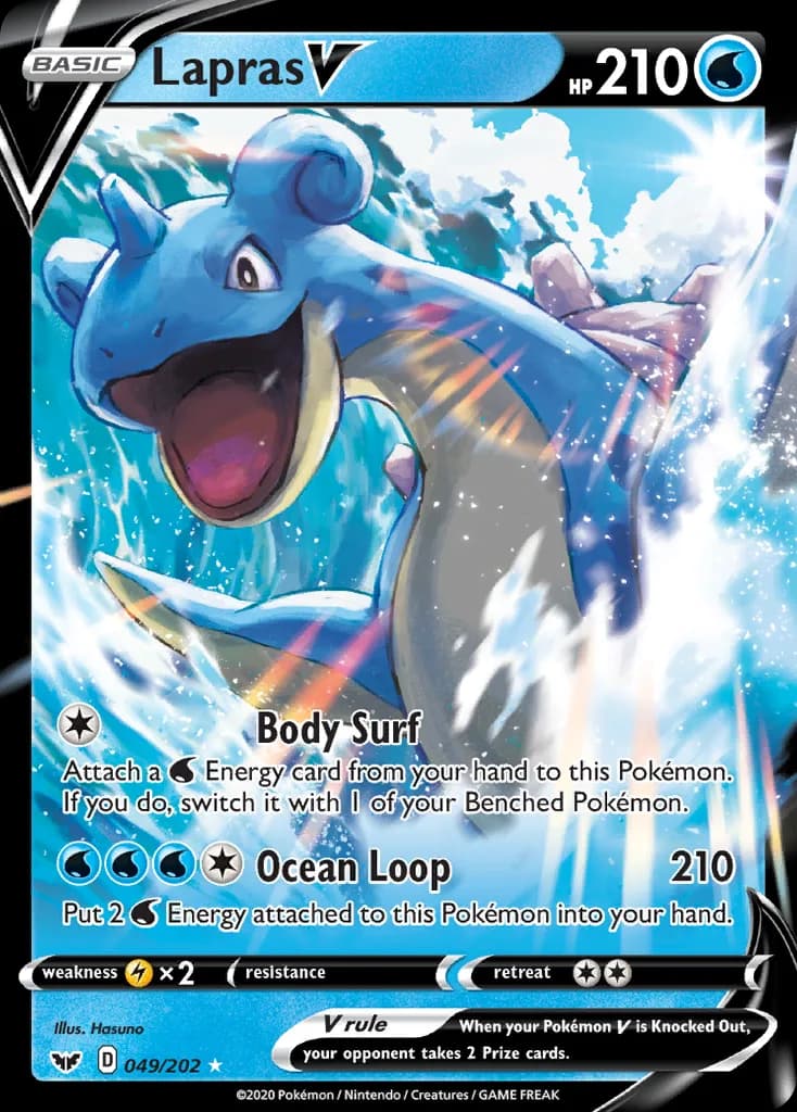 Lapras V card front, Sword & Shield 49/202