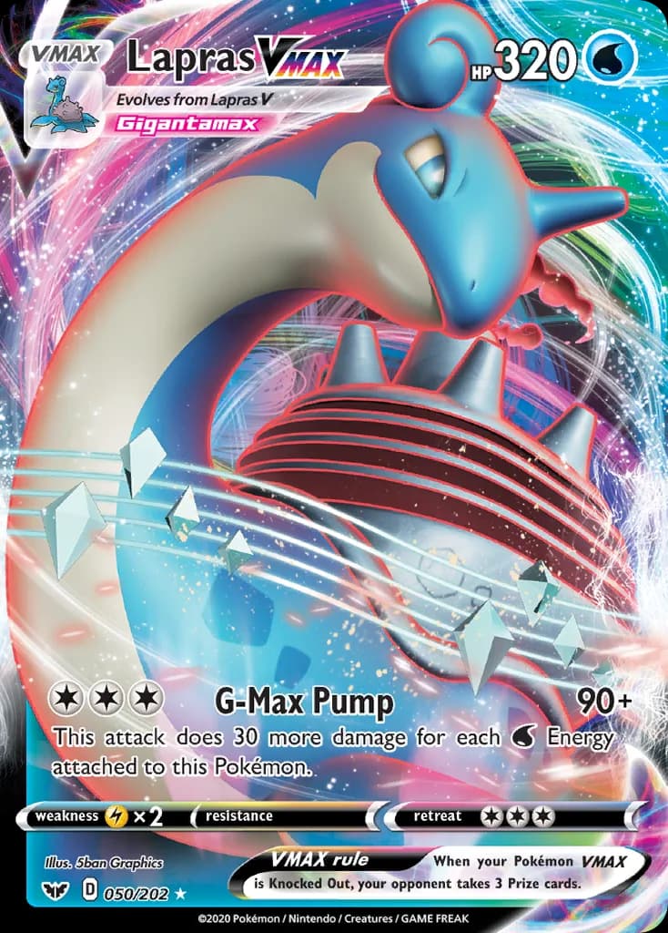 Lapras VMAX card front, Sword & Shield 50/202