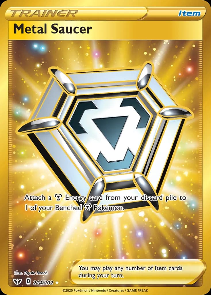 Sword & Shield Metal Saucer card front, 214/202
