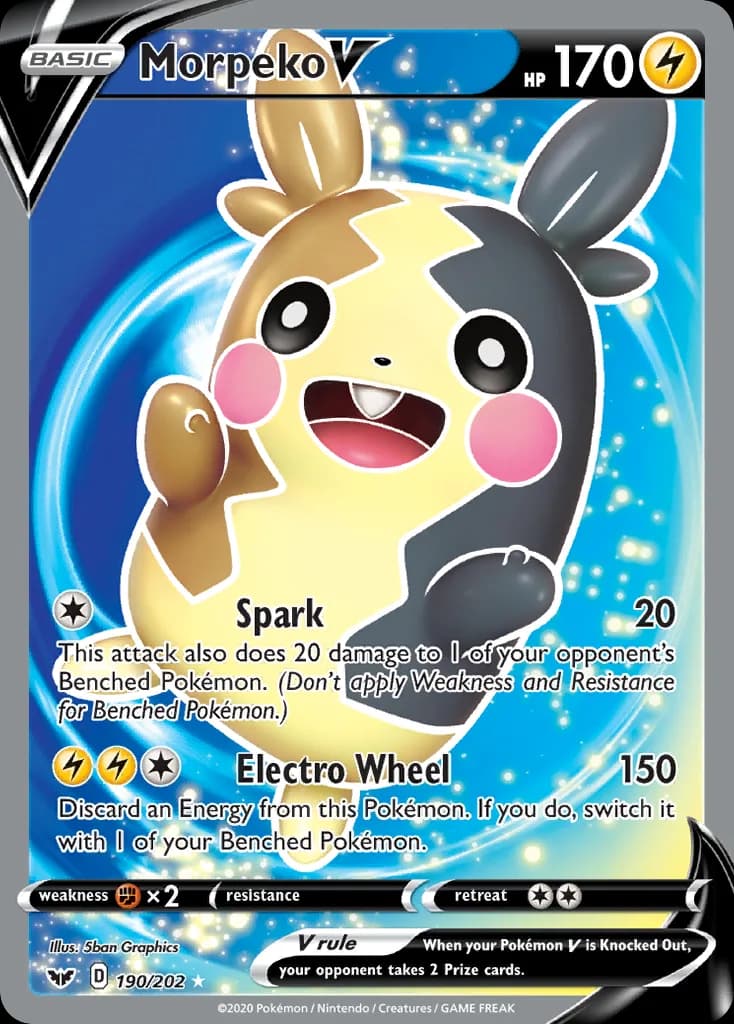 Sword & Shield Morpeko V card front, 190/202