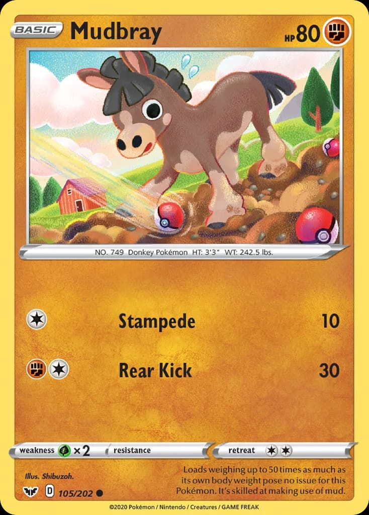 Sword & Shield Mudbray card front, 105/202