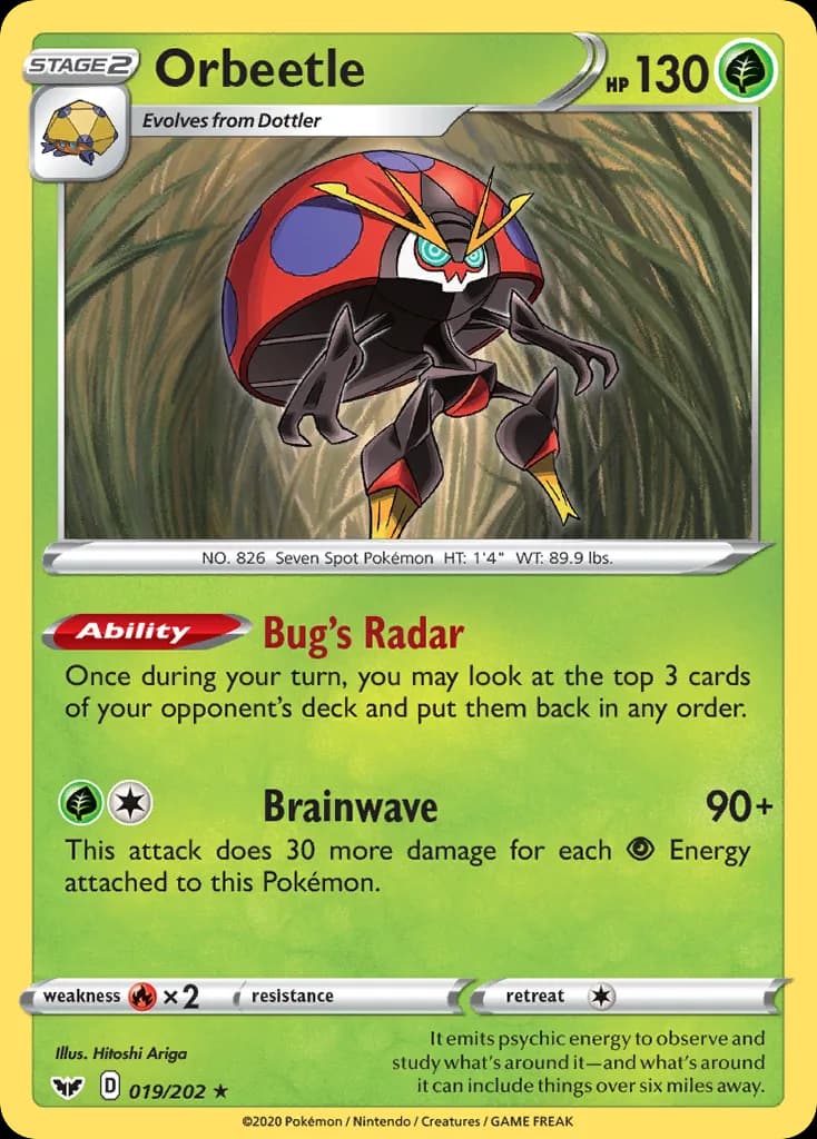 Sword & Shield Orbeetle card front, 19/202