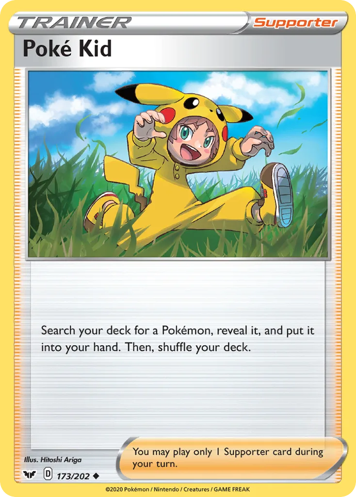 Sword & Shield Poké Kid card front, 173/202