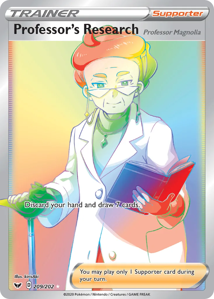 Sword & Shield Professor's Research (Professor Magnolia) card front, 209/202
