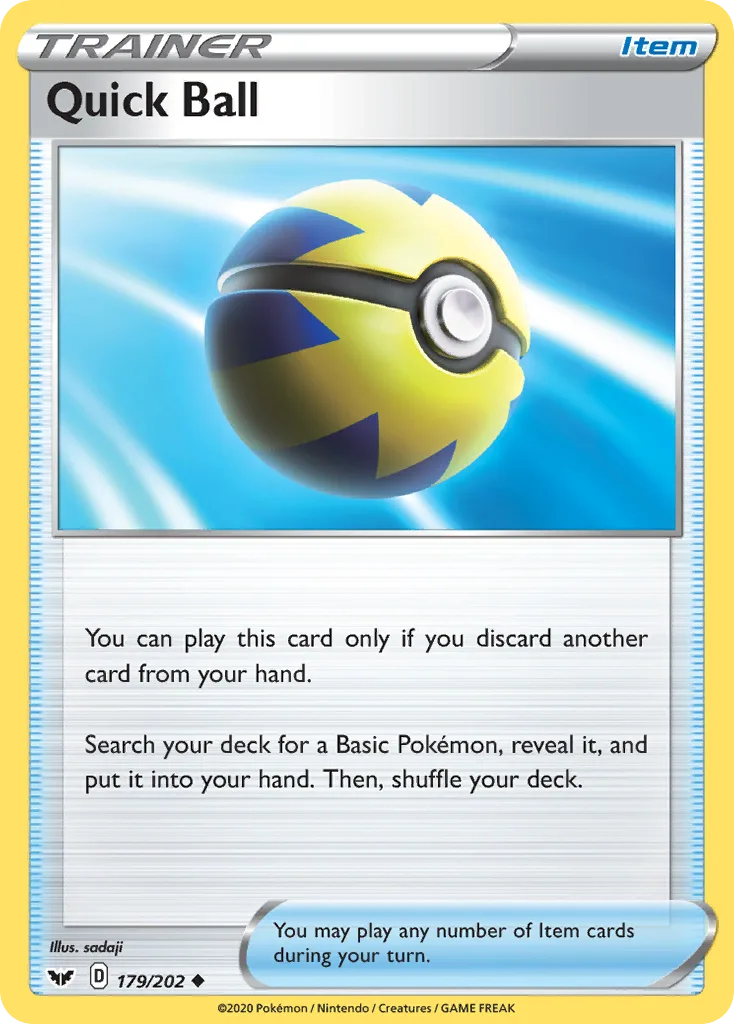 Sword & Shield Quick Ball card front, 179/202