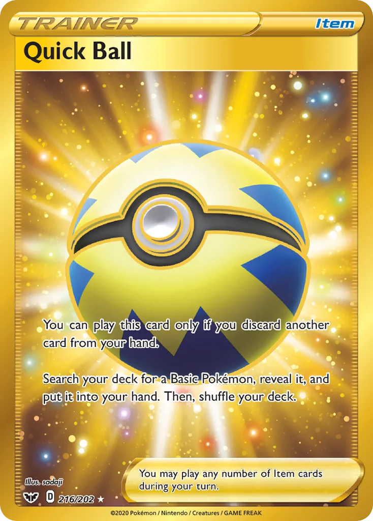 Sword & Shield Quick Ball card front, 216/202