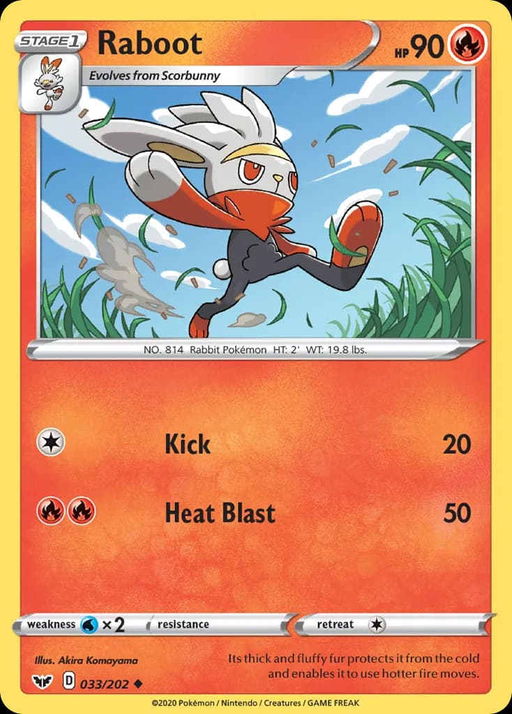 Sword & Shield Raboot card front, 33/202