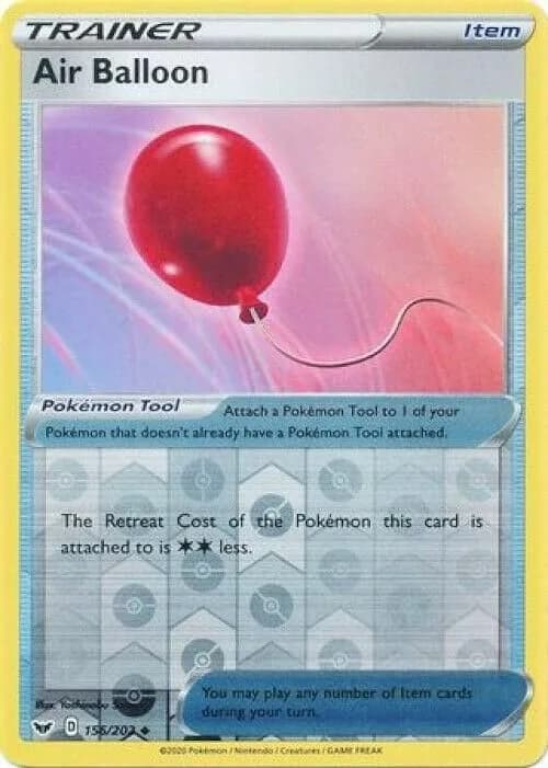 Air Balloon reverse holo card front, Sword & Shield 156/202