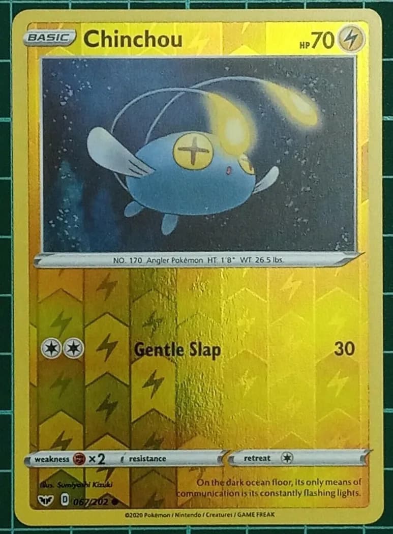 Chinchou reverse holo card front, Sword & Shield 67/202