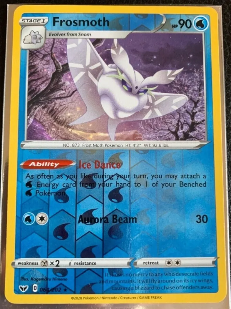 Frosmoth reverse holo card front, Sword & Shield 64/202