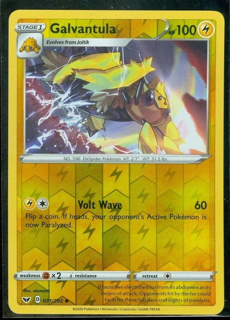 Galvantula reverse holo card front, Sword & Shield 71/202