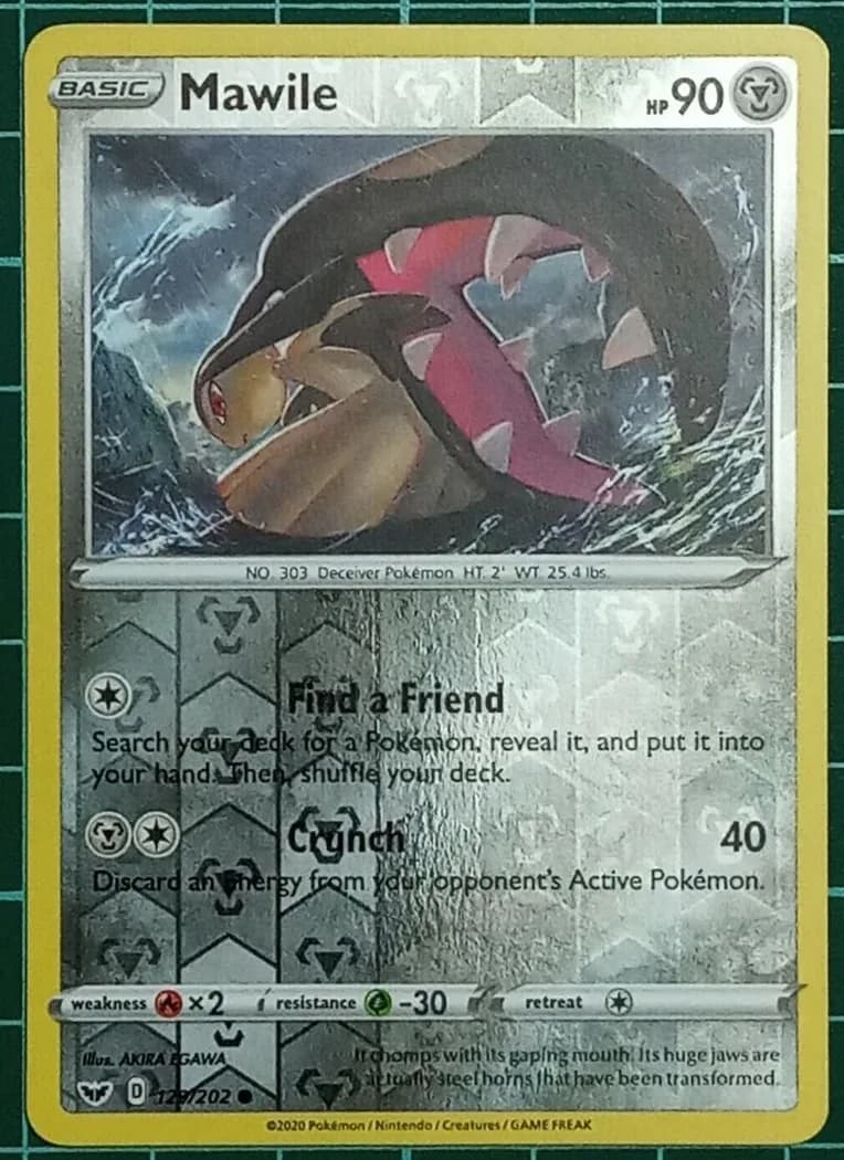 Mawile reverse holo card front, Sword & Shield 129/202