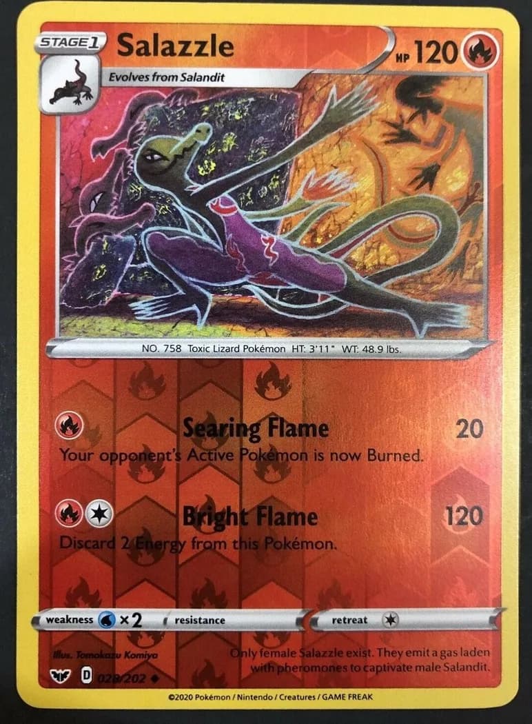 Salazzle reverse holo card front, Sword & Shield 28/202