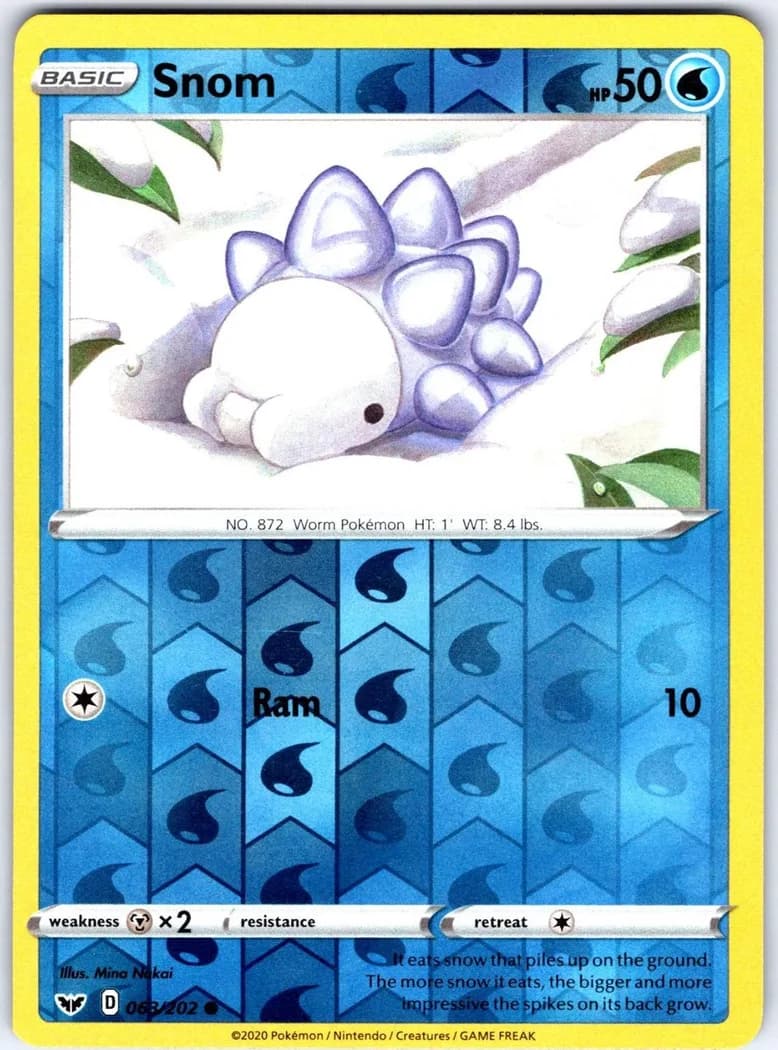 Snom reverse holo card front, Sword & Shield 63/202