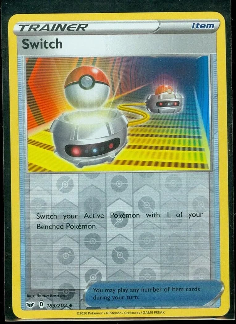 Switch reverse holo card front, Sword & Shield 183/202