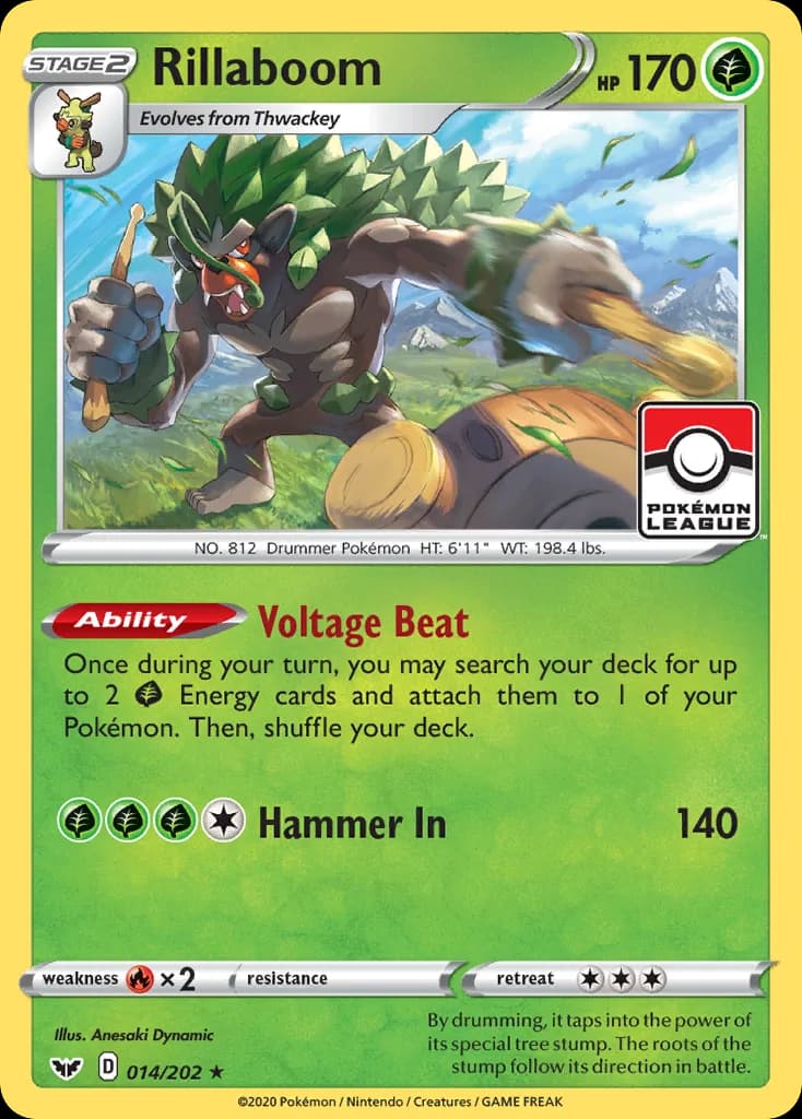 Sword & Shield Rillaboom card front, 14/202