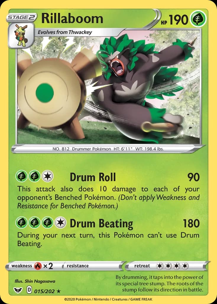 Sword & Shield Rillaboom card front, 15/202