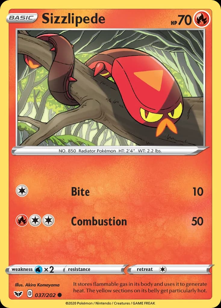 Sword & Shield Sizzlipede card front, 37/202