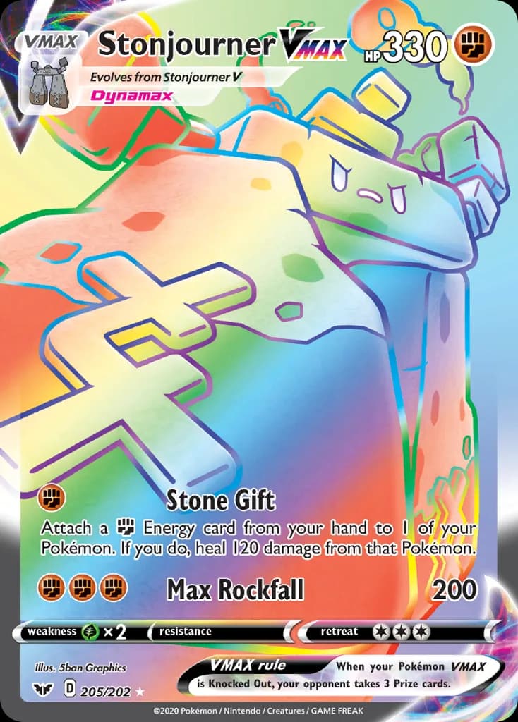 Sword & Shield Stonjourner VMAX card front, 205/202