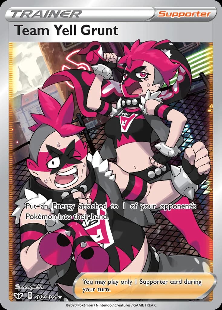 Sword & Shield Team Yell Grunt card front, 202/202