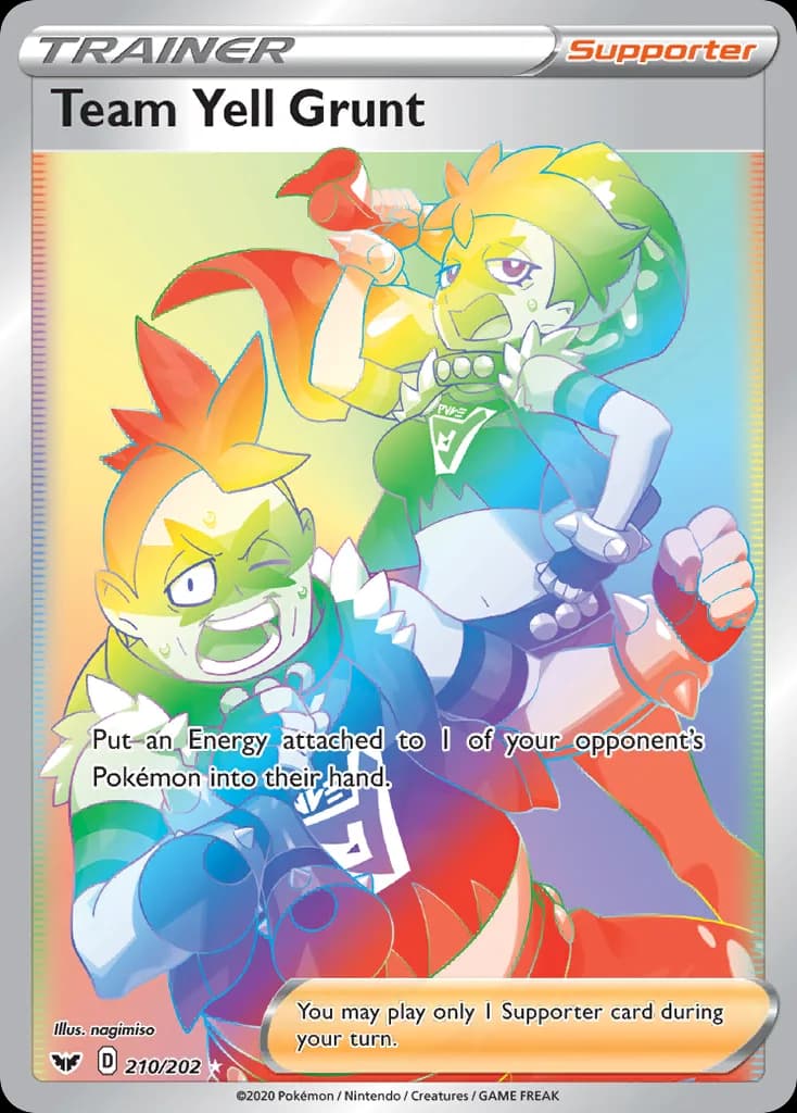 Sword & Shield Team Yell Grunt card front, 210/202