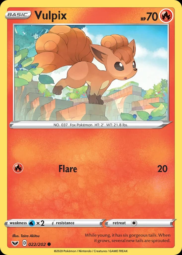 Vulpix card front, Sword & Shield 22/202