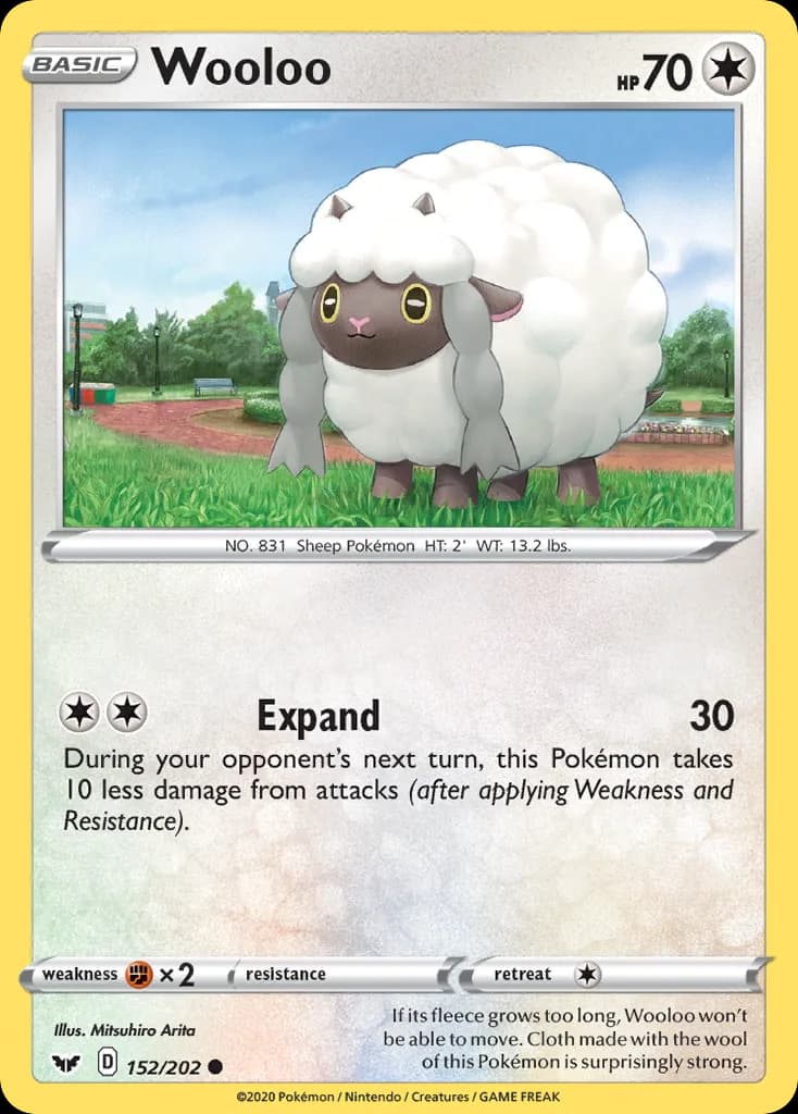 Sword & Shield Wooloo card front, 152/202