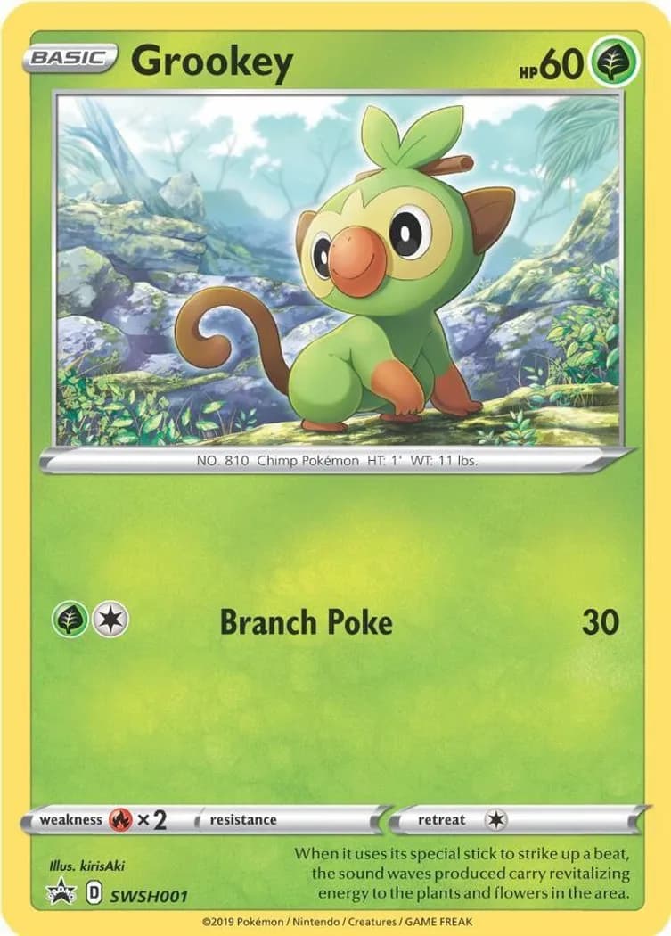 Grookey card front, SWSH Black Star Promos SWSH001