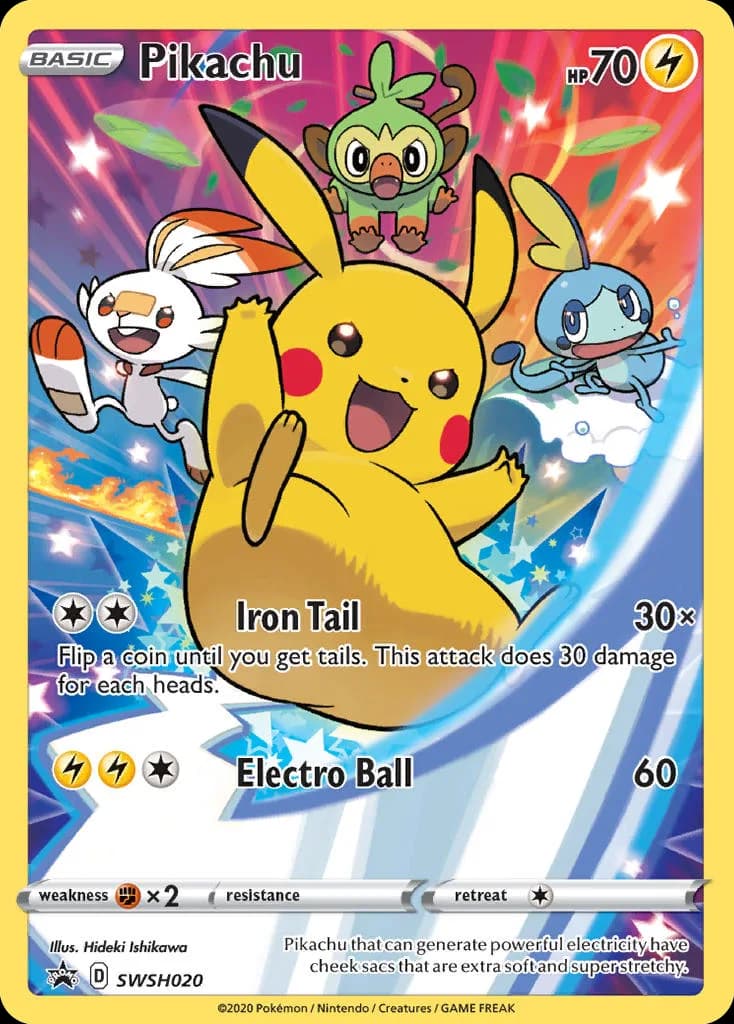 SWSH Black Star Promos Pikachu promo holo promo card front, SWSH020