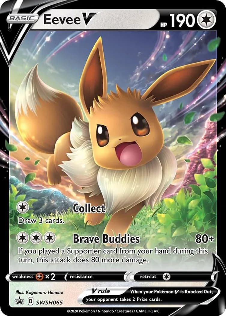 Eevee V card front, SWSH Black Star Promos SWSH065