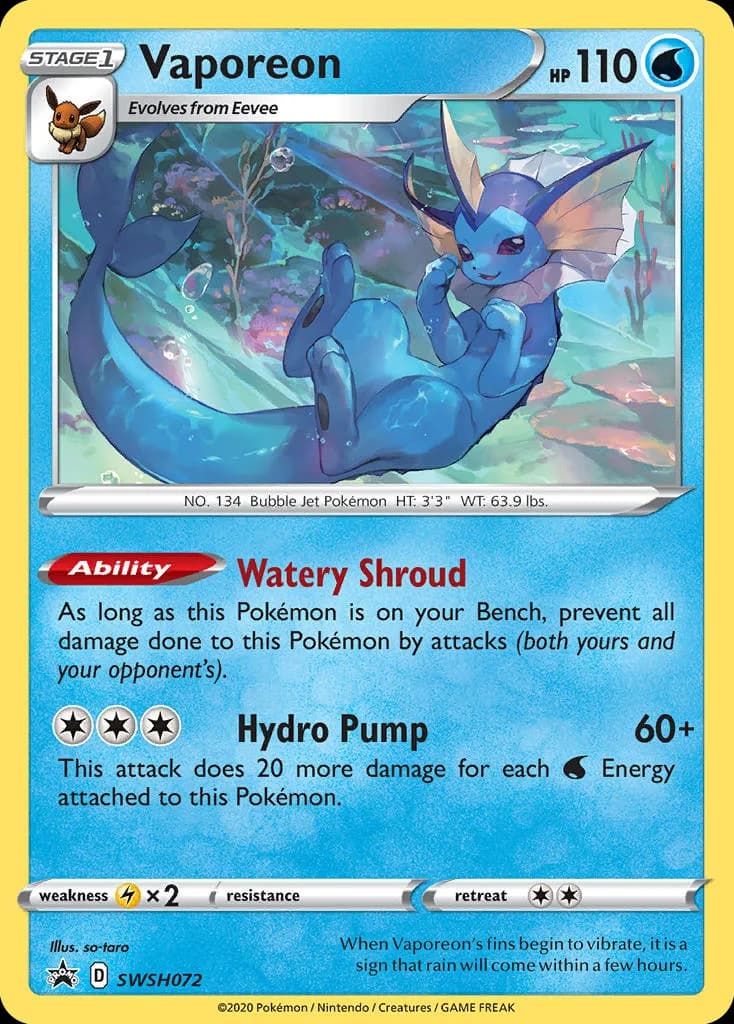 Vaporeon card front, SWSH Black Star Promos SWSH072