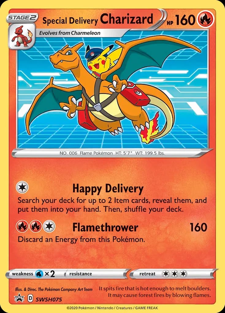 SWSH Black Star Promos Special Delivery Charizard card front, SWSH075