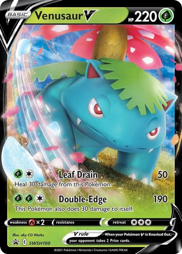 Venusaur V card front, SWSH Black Star Promos SWSH100