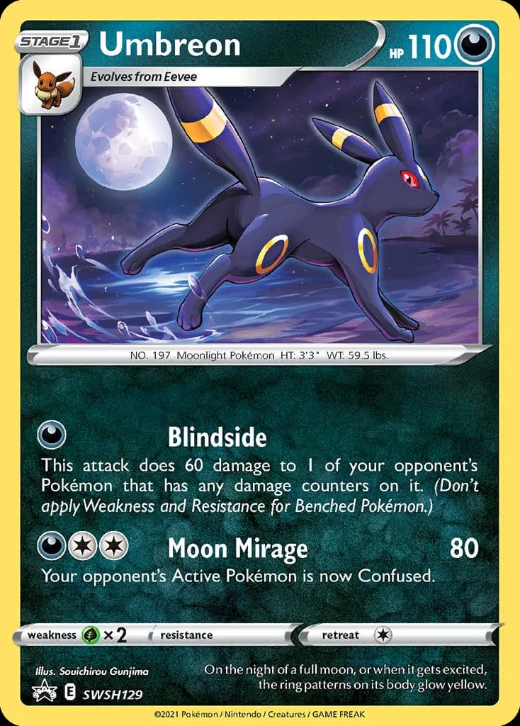 SWSH Black Star Promos Umbreon holo promo card front, SWSH129