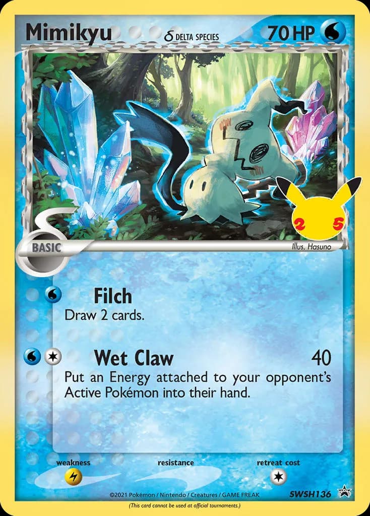 Mimikyu δ card front, SWSH Black Star Promos SWSH136