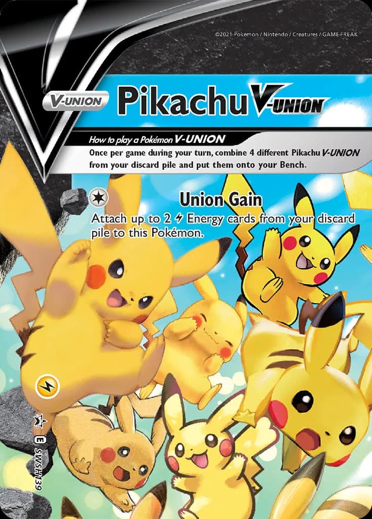 SWSH Black Star Promos Pikachu V-UNION holo promo card front, SWSH139