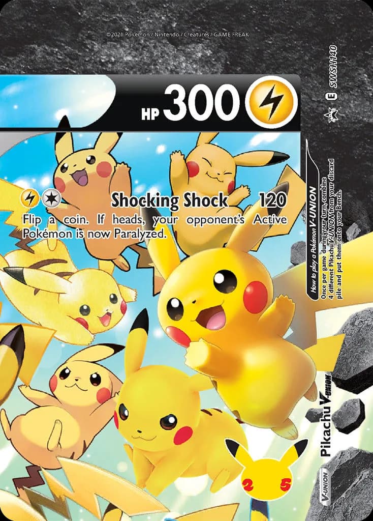 SWSH Black Star Promos Pikachu V-UNION holo promo card front, SWSH140
