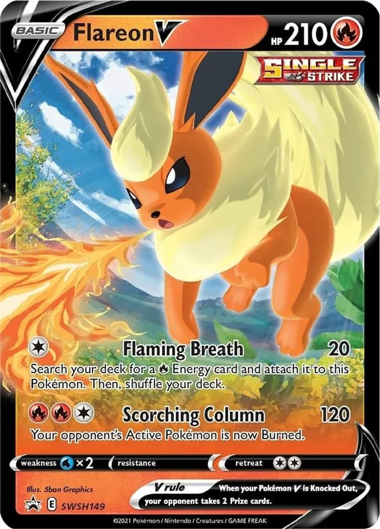 Flareon V card front, SWSH Black Star Promos SWSH149