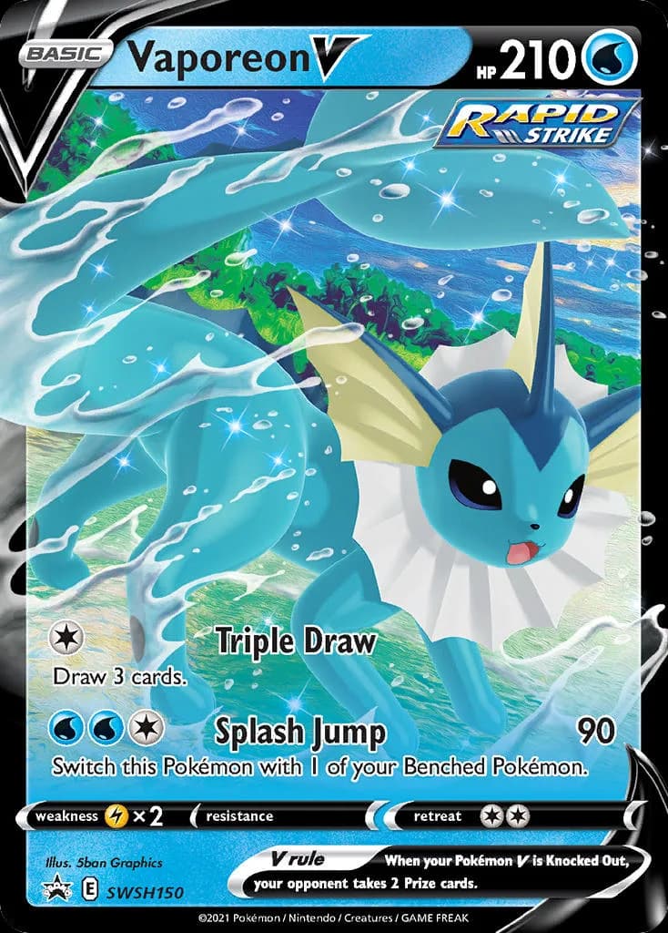 Vaporeon V card front, SWSH Black Star Promos SWSH150