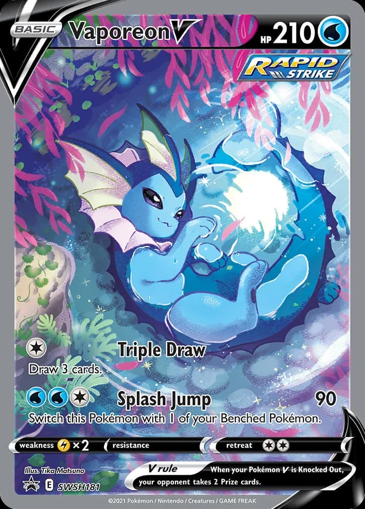Vaporeon V card front, SWSH Black Star Promos SWSH181