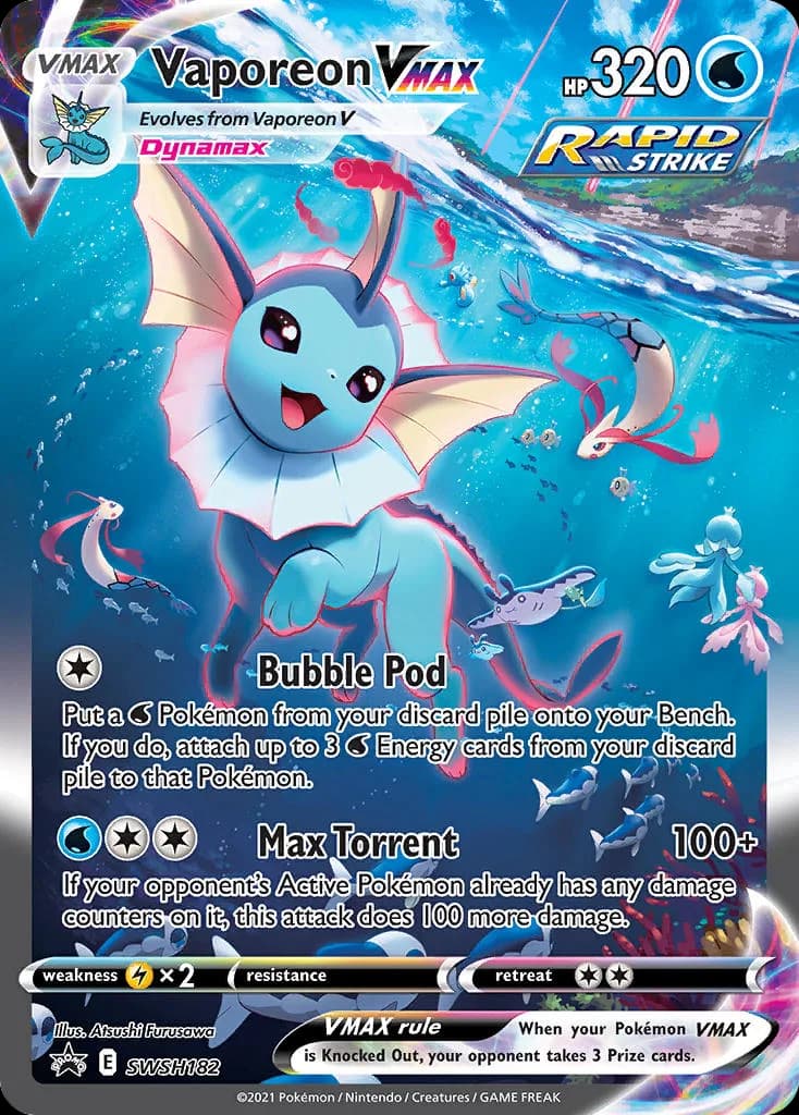 Vaporeon VMAX card front, SWSH Black Star Promos SWSH182