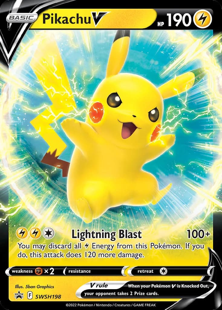SWSH Black Star Promos Pikachu V holo promo card front, SWSH198