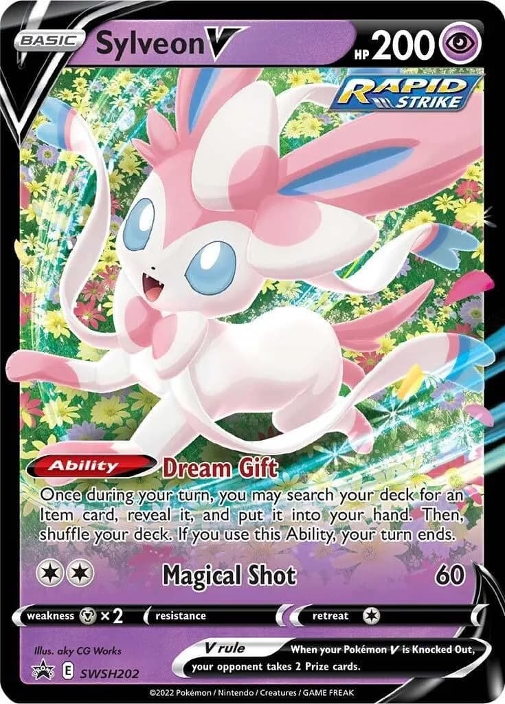 Sylveon V holo card front, SWSH Black Star Promos SWSH202
