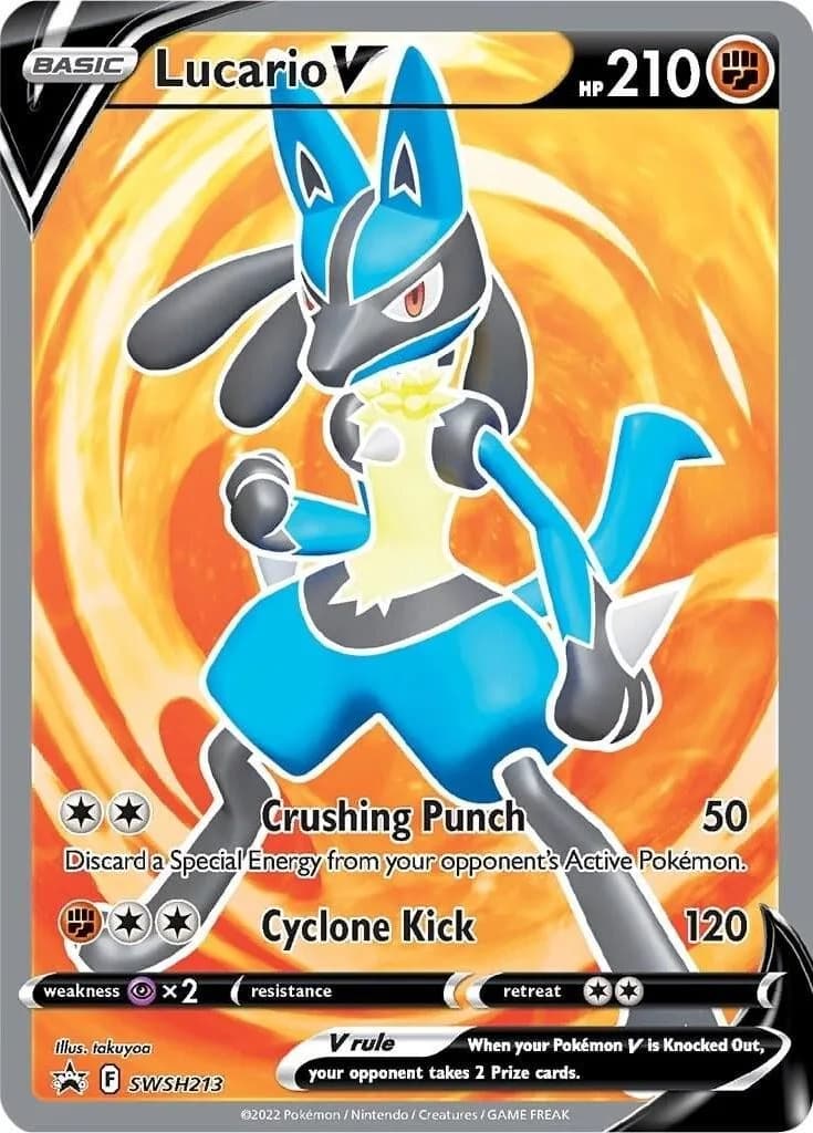 Lucario V holo card front, SWSH Black Star Promos SWSH213