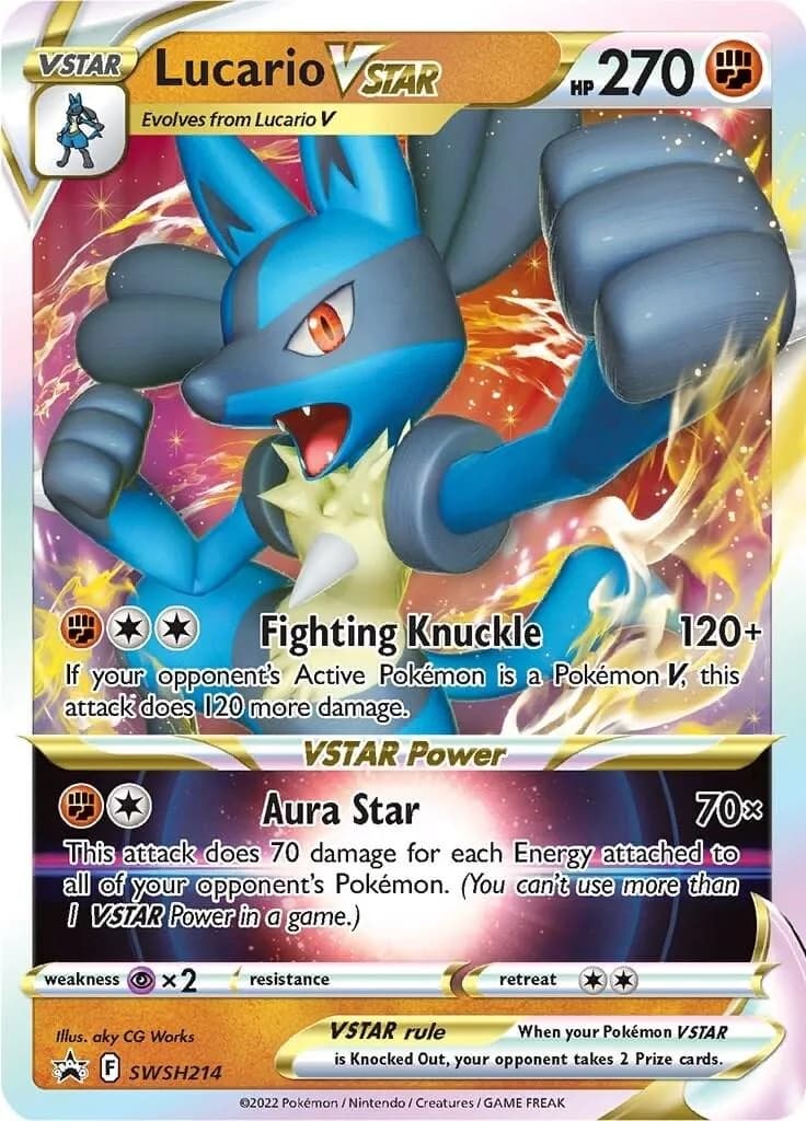 Lucario VSTAR holo card front, SWSH Black Star Promos SWSH214